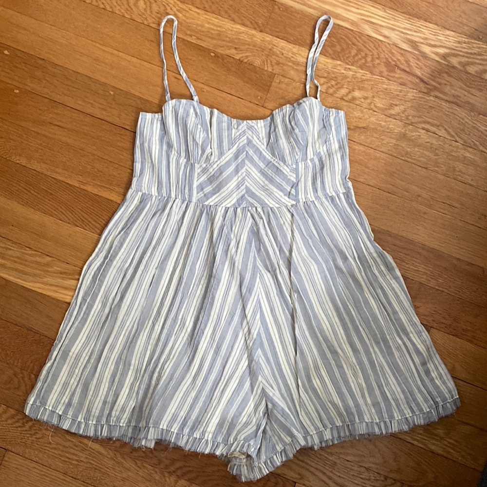 UO Lorelei Crinkle Cotton Striped Romper